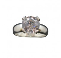 R002070 Genuine Sterling Silver Solitaire Ring Solid Hallmarked 925 10mm Cubic Zirconia